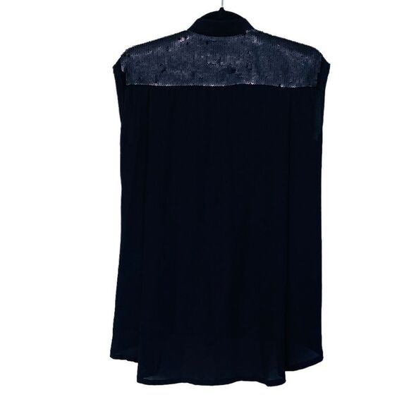 3.1 Phillip Lim Black 100% Silk Sequin Accent Sleeveless Blouse Sz 4 - Picture 15 of 16